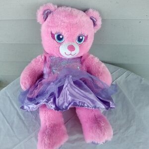 BUILD A BEAR Pink and Purple Plush Teddy Bear